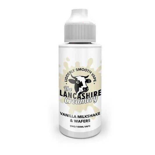 The Lancashire Creamery Vanilla Milkshake &amp; Wafers Shortfill E-Liquid 100ml