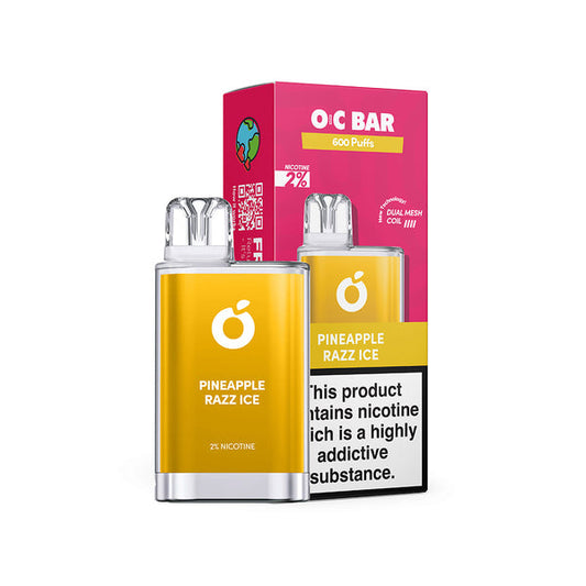 Orange County OC Bar Pineapple Razz Ice 600 Puffs Disposable Vape