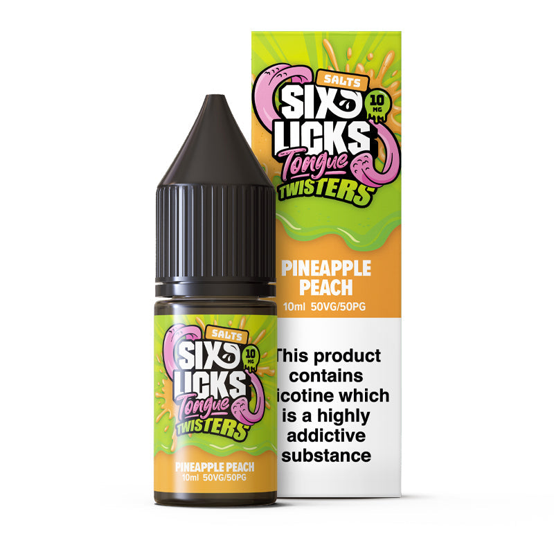 Tongue Twister by Six Licks Pineapple Peach Nic Salt E-Liquid 10ml