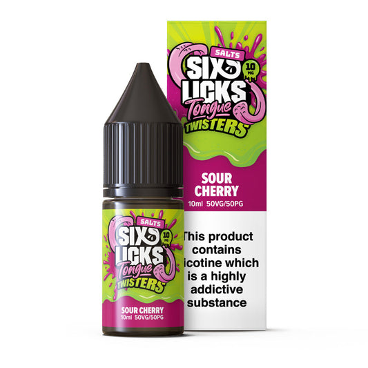 Tongue Twister by Six Licks Sour Cherry Nic Salt E-Liquid 10ml