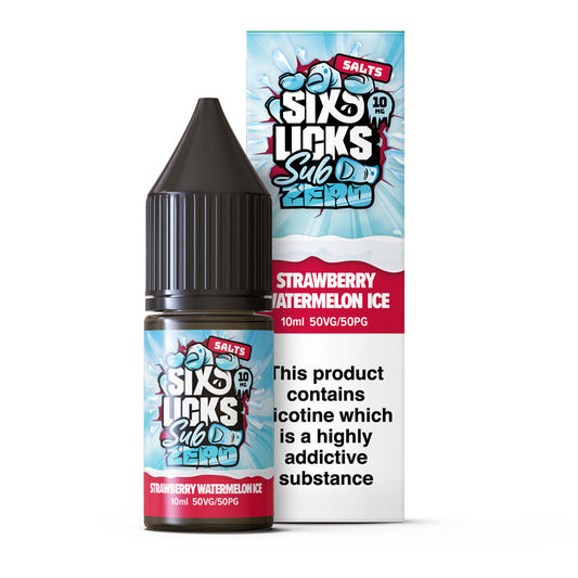 Sub Zero by Six Licks Strawberry Watermelon Ice Nic Salt E-Liquid 10ml