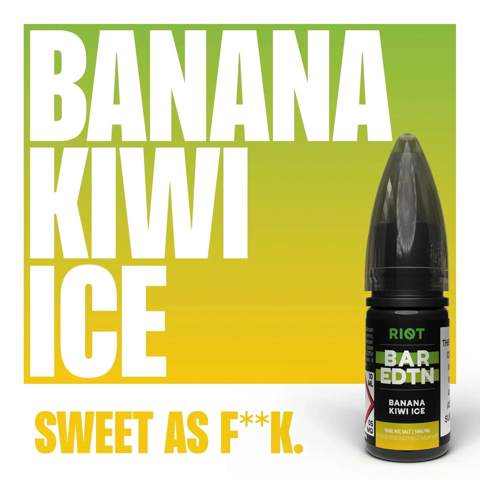Riot Squad Bar Edition Banana Kiwi Ice Nic Salt E-Liquid 10ml