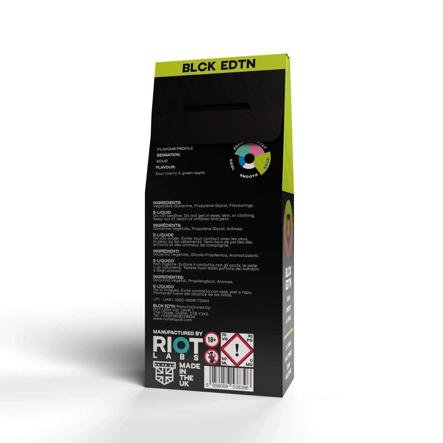 Riot Squad Black Edition Sour Cherry Apple Shortfill E-Liquid 2 X 50ml