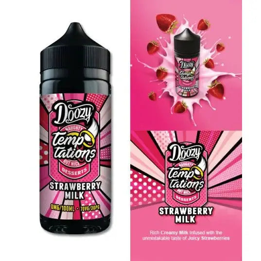Doozy Temptations Strawberry Milk E-Liquid Shortfill 100ml